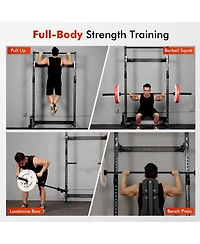 Mikolo 2" x Folding Wall Mounted Squat Rack, 1000 Pounds Capacity Power Rack with Pull Up Bar, J Hooks and Other Attachments, Space-Savin
