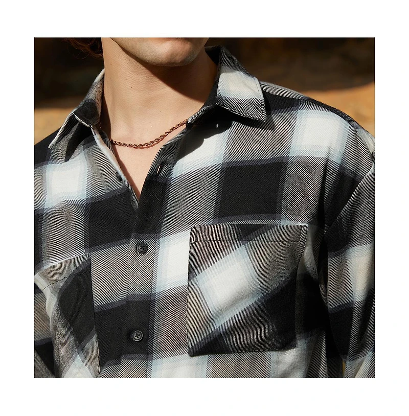 Campus Sutra Men's Onyx Black Tartan Utility Shacket