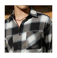 Campus Sutra Men's Onyx Black Tartan Utility Shacket
