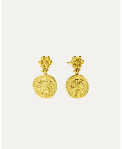 Ottoman Hands Goddess Demeter Coin Stud Earrings