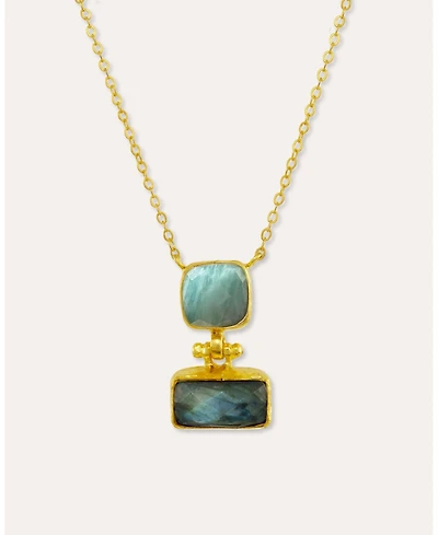 Ottoman Hands Nerissa Labradorite And Aqua Chalcedony Pendant Necklace