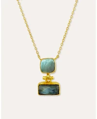 Ottoman Hands Nerissa Labradorite And Aqua Chalcedony Pendant Necklace
