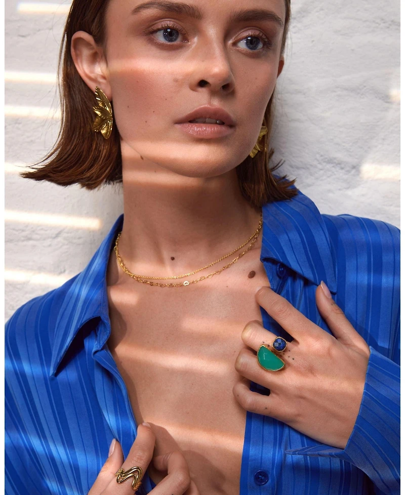 Ottoman Hands Avery Lapis and Aqua Chalcedony Cocktail Ring