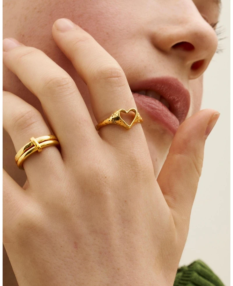 Ottoman Hands Outline Heart Stacking Ring