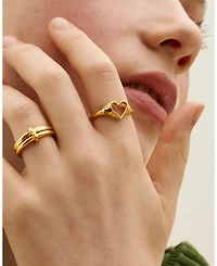 Ottoman Hands Outline Heart Stacking Ring