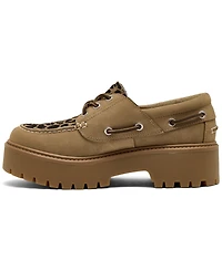 Timberland Women's Stone Street 3-Eye Leopard Print Platform Boat Shoes from Finish Line