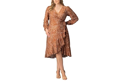 Kiyonna Plus Julia Long Sleeve Wrap Dress