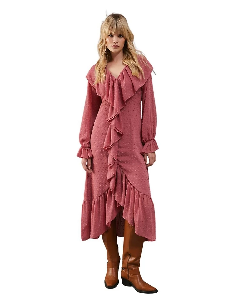 Warehouse Women's Dobby Chiffon Midi Dress