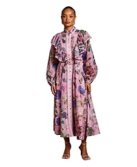 Coast Women's Organza Trim Printed Midi Dress