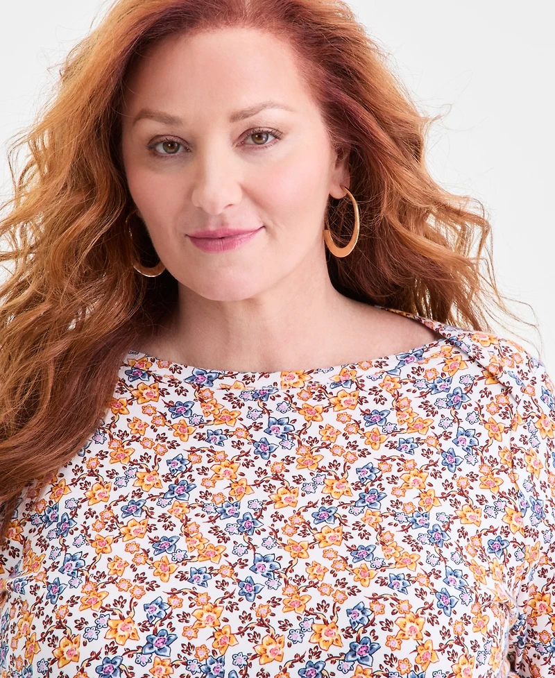 Style & Co Plus Cotton Boat-Neck Top