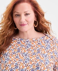 Style & Co Plus Cotton Boat-Neck Top