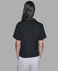 Karl Lagerfeld Paris Women's Short-Sleeve Collared Polo Top