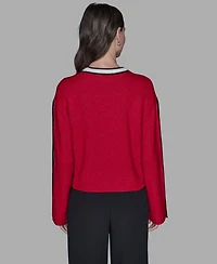 Karl Lagerfeld Paris Women's Contrast Trim Pull-On Sweater