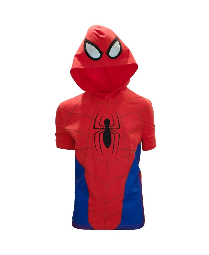 Spider-Man Big Boys Cosplay Hooded T-Shirt and Shorts Set