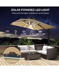 Outsunny 10ft Solar Led Cantilever Umbrella, Offset Hanging Umbrella