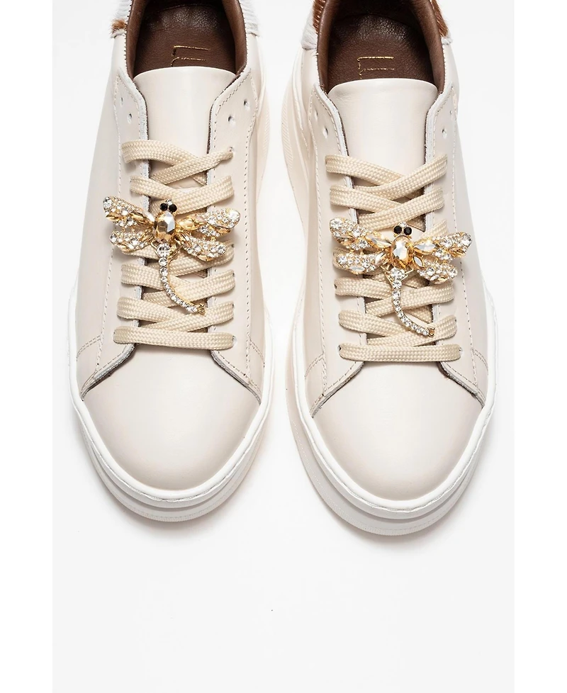 Forever & Always Shoes Laren Leather Buckle Sneakers (Women)