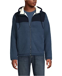 Lands' End Men's Sweater Fleece Mixed Media Full Zip Jacket