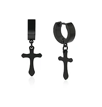 Black Stainless Steel Cross Earring