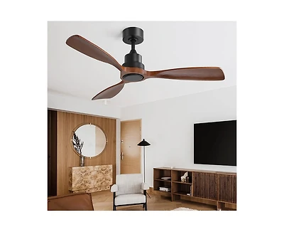 48-inch Modern Black 3-Blade Flush Mount Ceiling Fans Supports Remote Control 6-Speed Arbitrary Adjustment and Timing Function