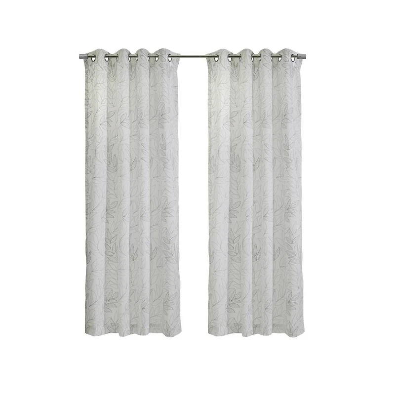 Habitat Valentina Sheer Window Treatment Tone on Tone Motif Grommet Curtain Panel for Bedroom Livingroom 52" x 95" White