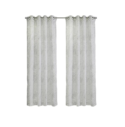 Habitat Valentina Sheer Window Treatment Tone on Tone Motif Grommet Curtain Panel for Bedroom Livingroom 52" x 95" White