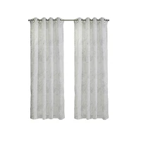 Habitat Valentina Sheer Window Treatment Tone on Tone Motif Grommet Curtain Panel for Bedroom Livingroom 52" x 95" White
