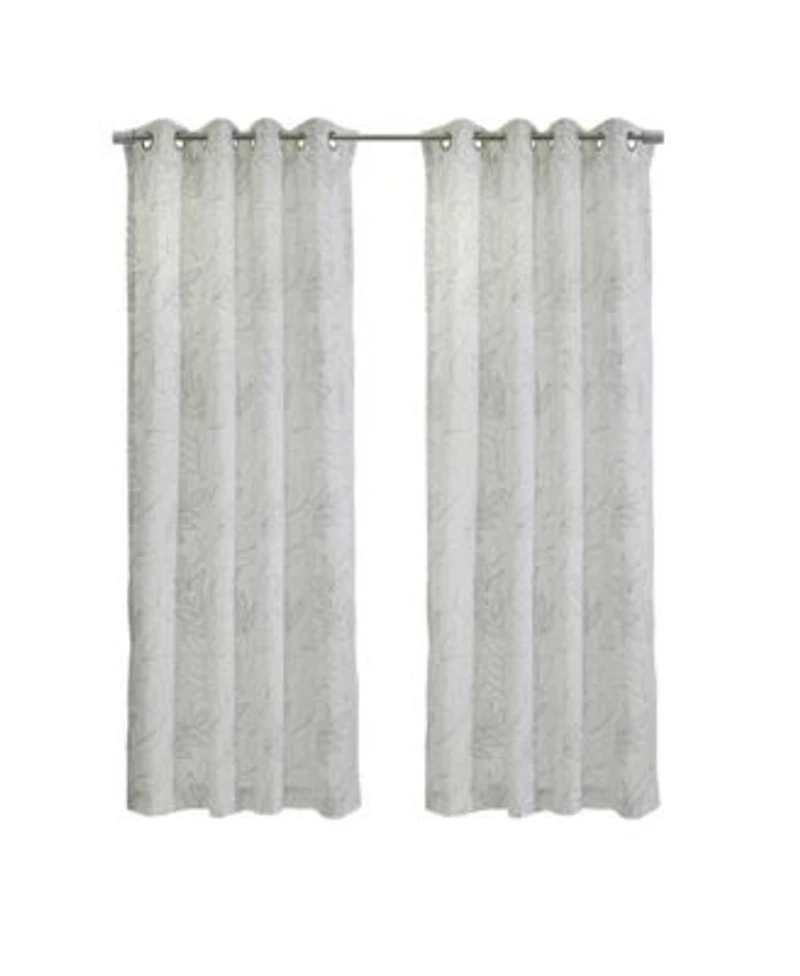 Habitat Valentina Sheer Window Treatment Tone On Tone Motif Grommet Curtain Panel For Bedroom Livingroom 52 X22 X 95 X22 White