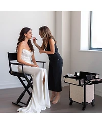 Byootique Rolling Makeup Train Case Cosmetology Organizer Box Art Deco Graphite