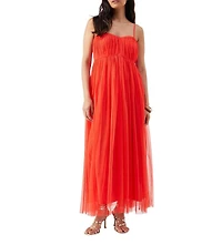 Warehouse Women's Tulle Strappy Bandeau Maxi Dress