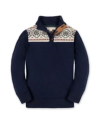 Hope & Henry Little and Big Boys' Organic Mock Neck Intarsia Sweater