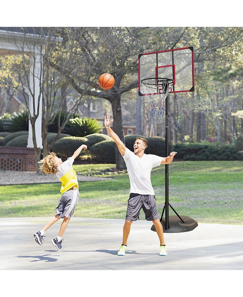 Portable Basketball Hoop System with 32-Inch Backboard, 7.5-9.2ft Height Adjustable Indoor Outdoor Basketball Goal Stand with Wheels