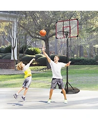 Portable Basketball Hoop System with 32-Inch Backboard, 7.5-9.2ft Height Adjustable Indoor Outdoor Basketball Goal Stand with Wheels