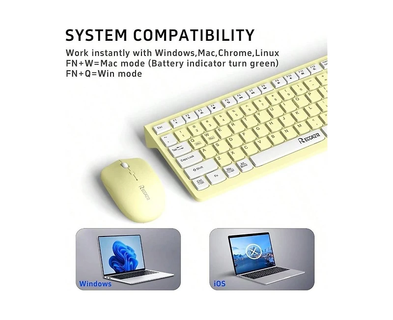 Wireless Keyboard And Mouse Combo - Full - Sized Wireless Keyboard And Adjustable Dpi Mouse, 2.4GHz Receiver for Pc, Desktop, Laptop