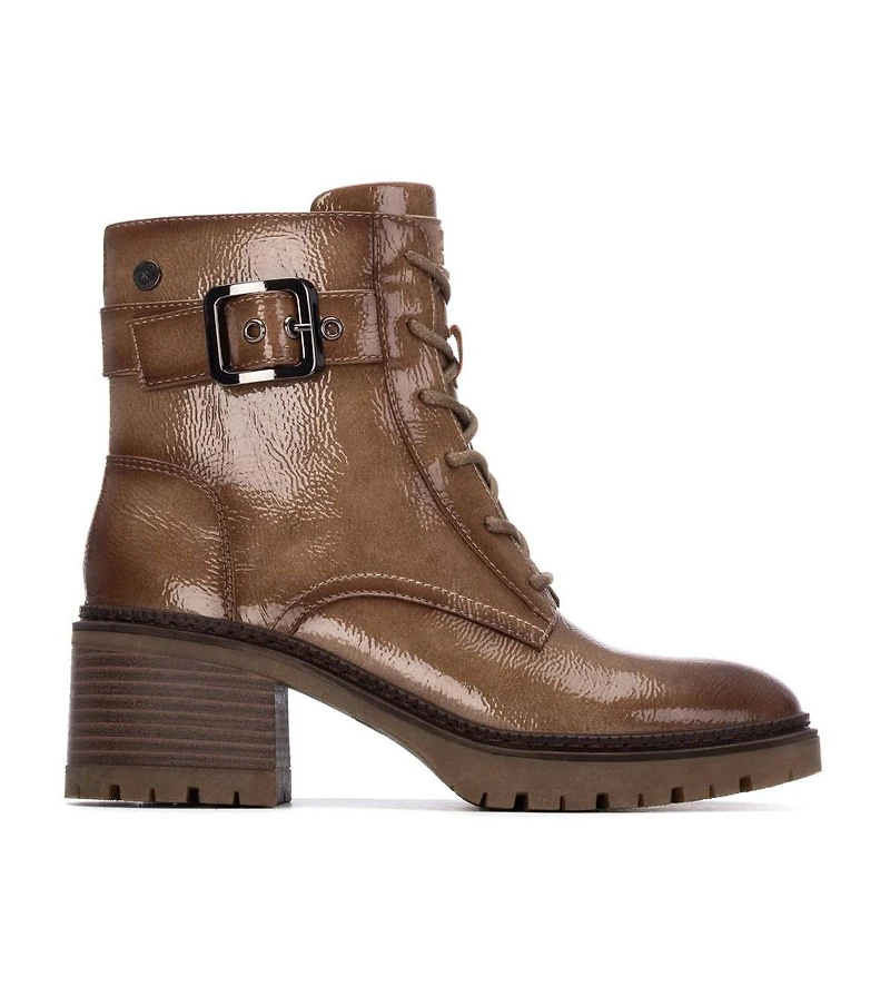 Xti Women's Patent Leather Heeled Combat Booties