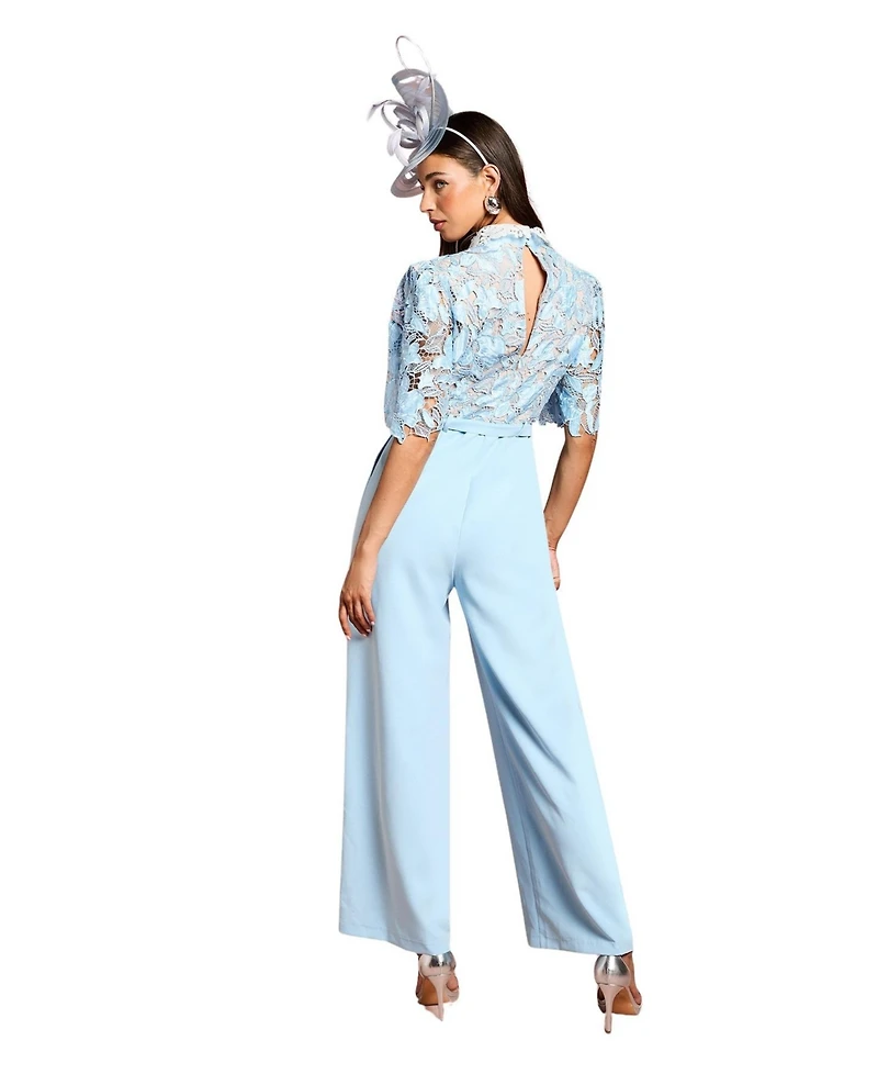 Coast Women's Collared Lace Short Sleeve Jumpsuit