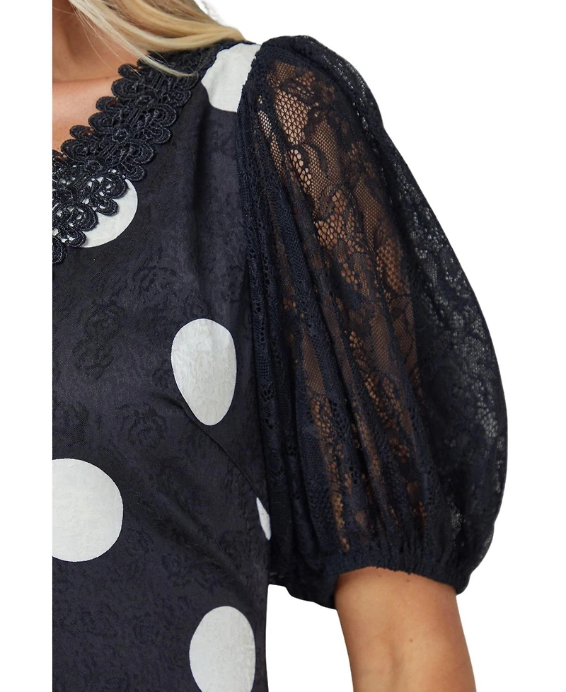 Oasis Women's Frill Detail Puff Sleeve Midi Dress