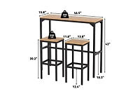 Aecojoy 3 Pieces Outdoor Bar Set of 2 for Balcony