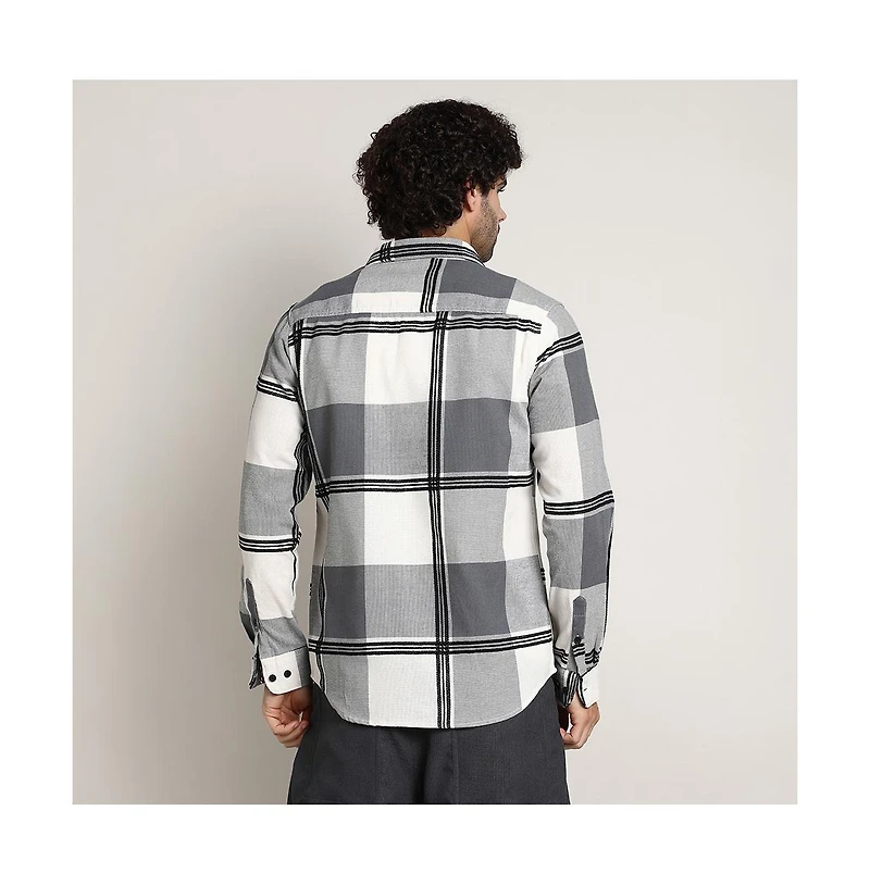 Campus Sutra Men's Coin Grey Overlap Buffalo Shirt