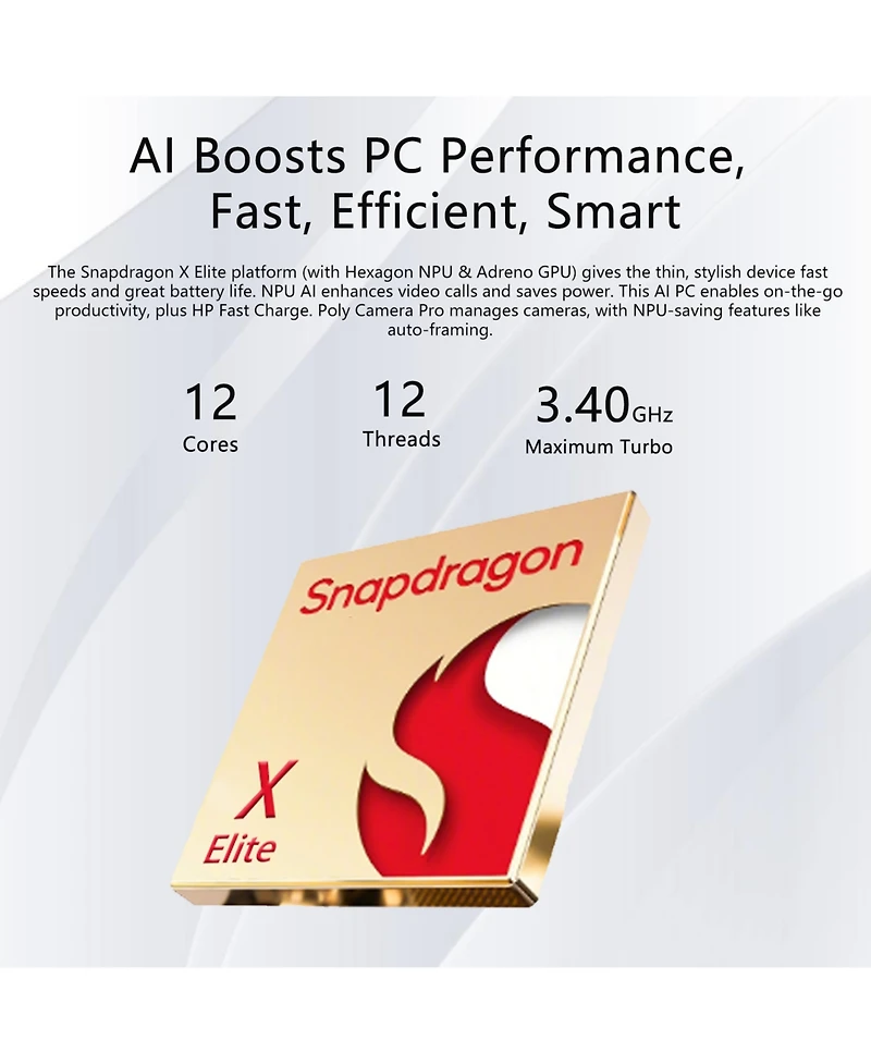 Hp EliteBook Ultra 14" 2.2K Business Laptop, Snapdragon X Elite X1E-78-100, Adreno X1-85, 16GB Ram, 512GB Ssd, Win 11 Pro, Blue