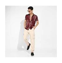 Campus Sutra Men's Brown Ethnic Motif Shirt