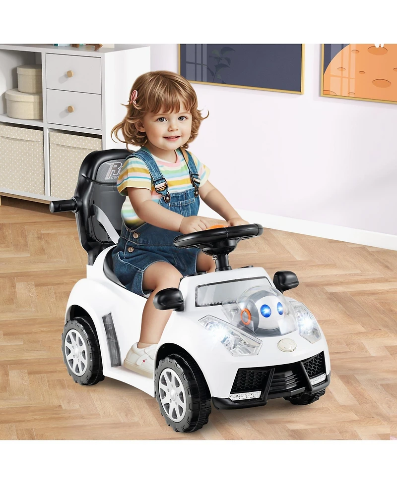 Costway Baby 3-in-1 Sliding Walker w/ Adjustable Canopy Horn Music & Light