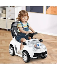 Costway Baby 3-in-1 Sliding Walker w/ Adjustable Canopy Horn Music & Light