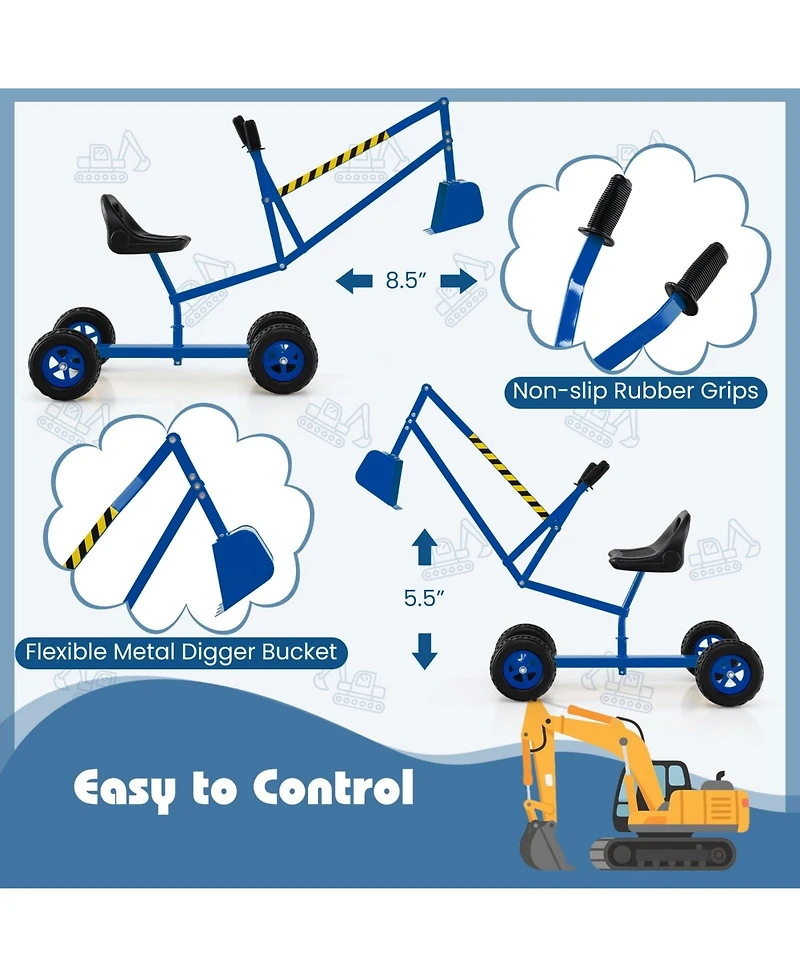 Sand Digger for Kids with 2-Handed Controls and Flexible Shovel