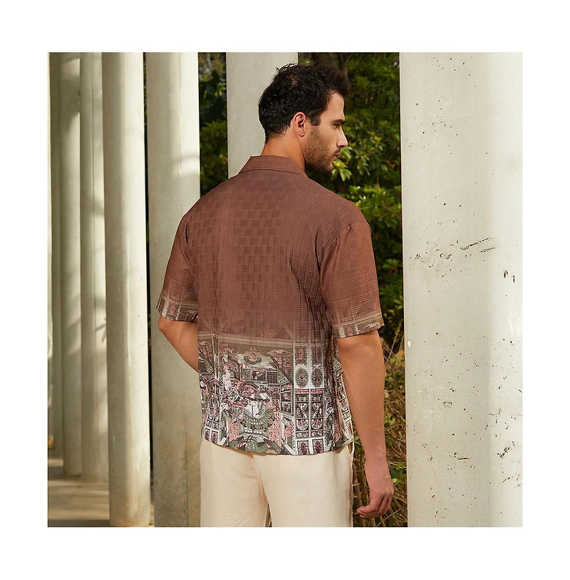Campus Sutra Men's Ash Brown Indie-Ombre Oversized Shirt