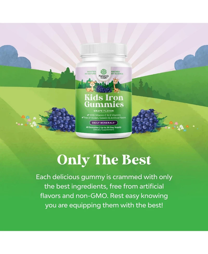 Nature's CraftSuper Iron Gummies (Kids), Grape Flavor, 60ct