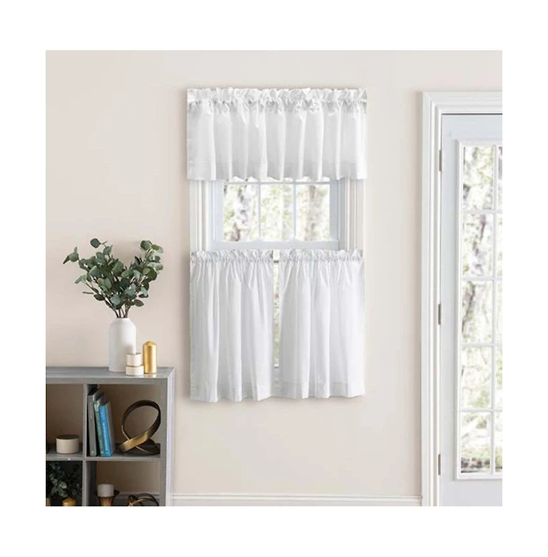 Ellis Classic Tailored Design in a Perma Press Fabric 3" Rod Pocket Tailored Valance 86"x15" White