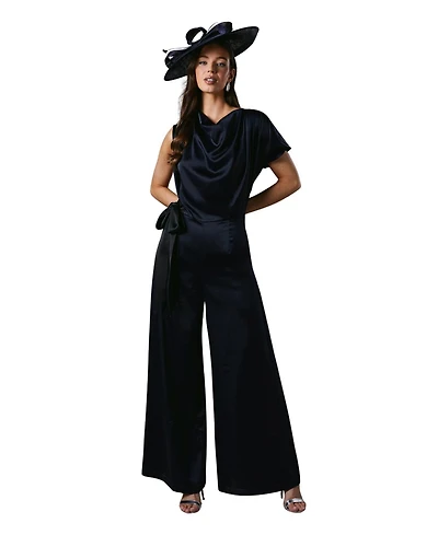 Coast Women's Tie Side Satin Drape Wide Leg Jumpsuit