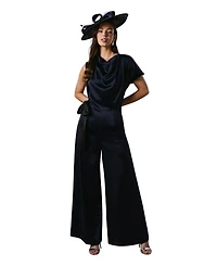 Coast Women's Tie Side Satin Drape Wide Leg Jumpsuit