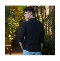 Campus Sutra Men's Midnight Black Breezy-Weave Shirt