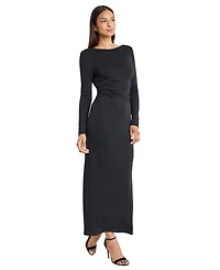 Donna Morgan Women's Boat Neck Long-Sleeve Maxi Dress